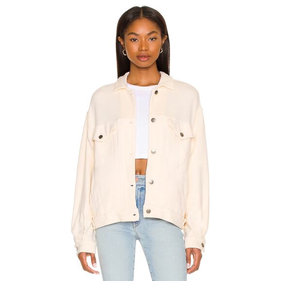 MONROW X REVOLVE Long Sleeve Supersoft Jacket French Terry Buttercream Size M